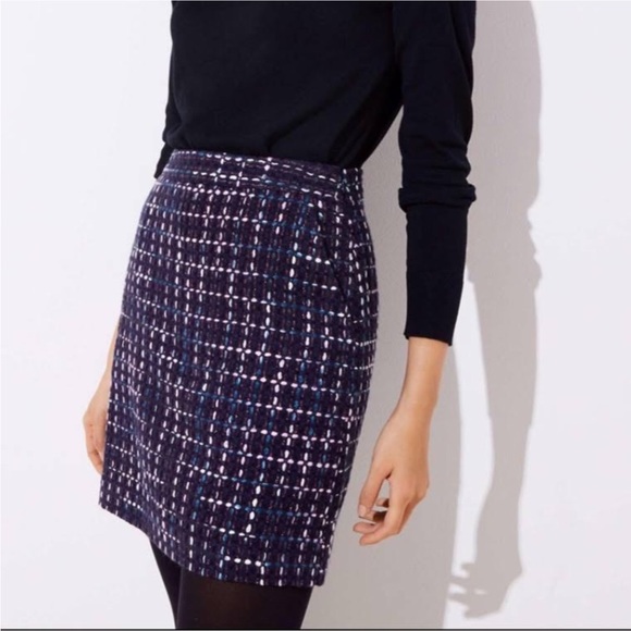LOFT all-over pattern wool trapezoid mini skirt, women's size L /eaa496728